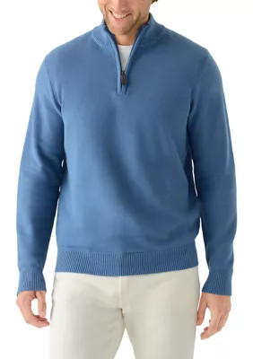 IZOD Men's Honeycomb Quarter Zip Sweater, Blue, Large | Belk