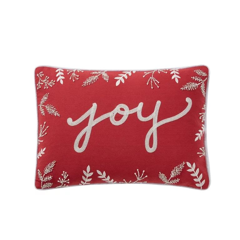 My Texas House Joy 14" x 20" Red Embroidered Cotton Decorative Pillow Cover - Walmart.com | Walmart (US)