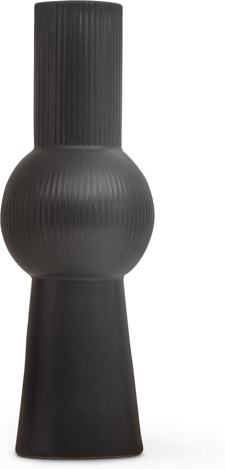 Matte Black Vase – Black Ceramic Vase for Unique Black Vases Home Decor, 9” Tall Modern Vase ... | Amazon (US)