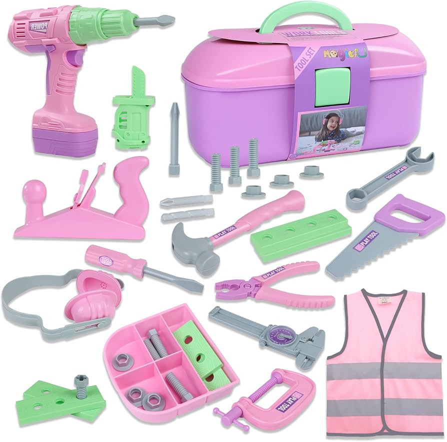 Kids Tool Set, 31 PCS Kids Tool Box Pretend Play Construction Toy with Electric Drill Hammer Tool... | Amazon (US)