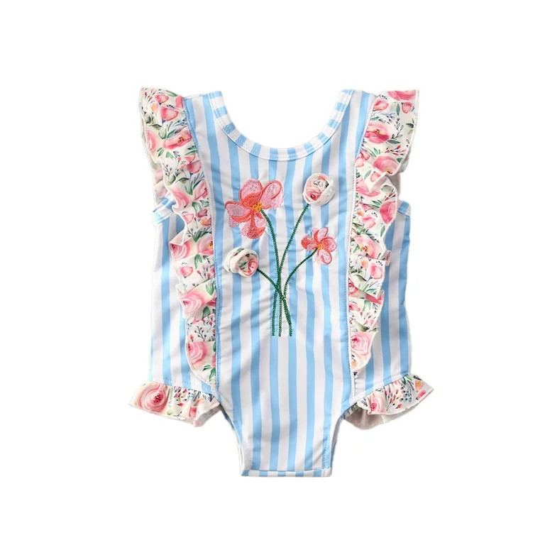 Emmababy Summer Toddler Kids Baby Girl Swimwear Floral Ruffle Swimsuit Swimming Bathing Suit Beac... | Walmart (US)
