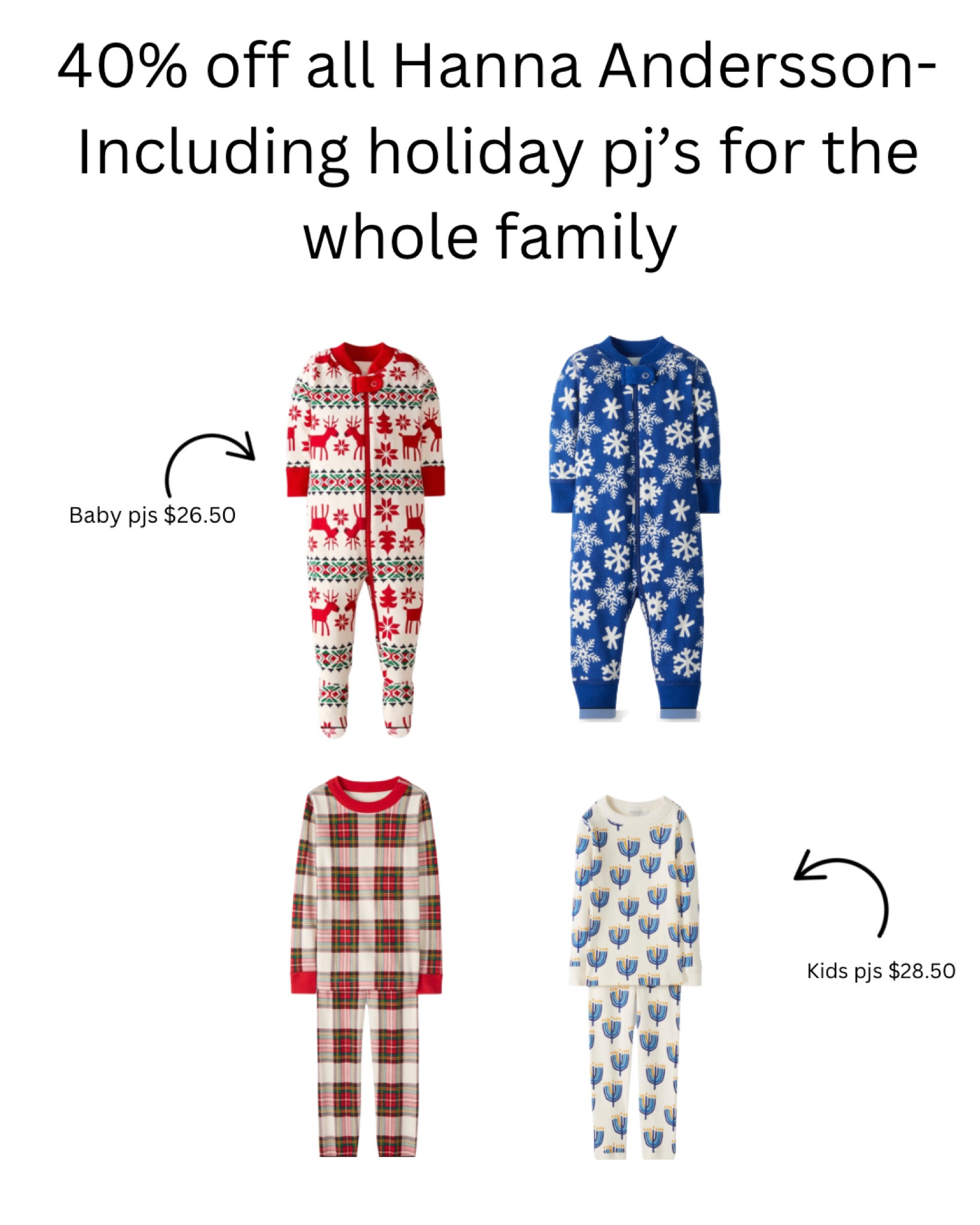 40% off all Hanna Andersson pajamas and clothing. Perfect time to get your holiday pjs! 

#matchingfamilypjs 

#LTKfamily #LTKsalealert #LTKHoliday