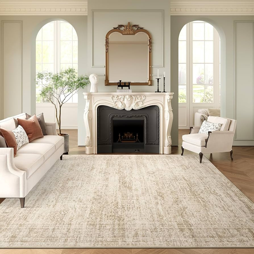 Washable Area Rug 8x10, Large Soft Rugs for Living Room Vintage Beige Carpet 8x10 Area Rugs for B... | Amazon (US)