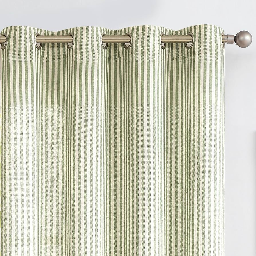 Vangao Linen Striped Curtains for Living Room Bedroom Farmhouse Tickingstripe Light Filtering Win... | Amazon (US)