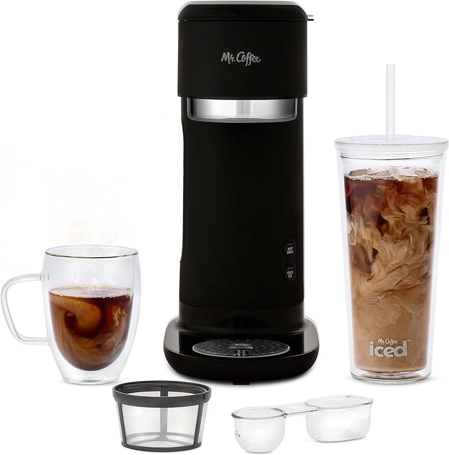 Mr. Coffee Iced and Hot Coffee Maker, Single Serve Machine with 22-Ounce Tumbler and Reusable Cof... | Amazon (US)