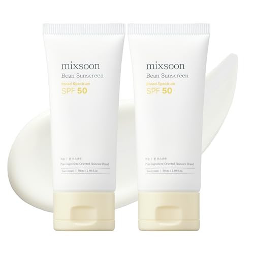 mixsoon Bean Sunscreen 1+1 Bundles -Lightweight Airy Texture SPF 50 Korean Sunscreen for Face, No White Cast, Non-Sticky Stocking Stuffers 100ml / 3.38 fl.oz. Korean Glass Skin Care | Amazon (US)