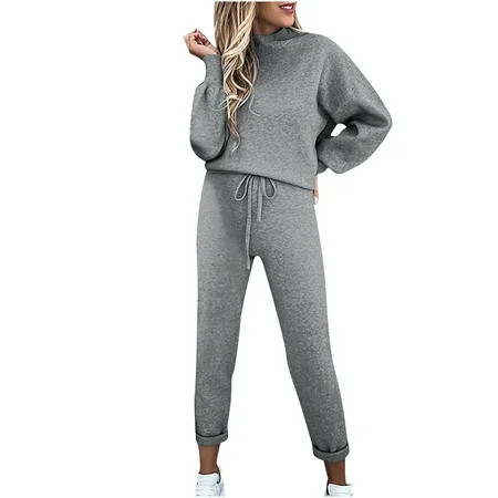 BYCZX Skirt Set Women Casual Solid Color Two Piece Long Pants Hooded Pullover Long Sleeve Sweatshirt | Walmart (US)