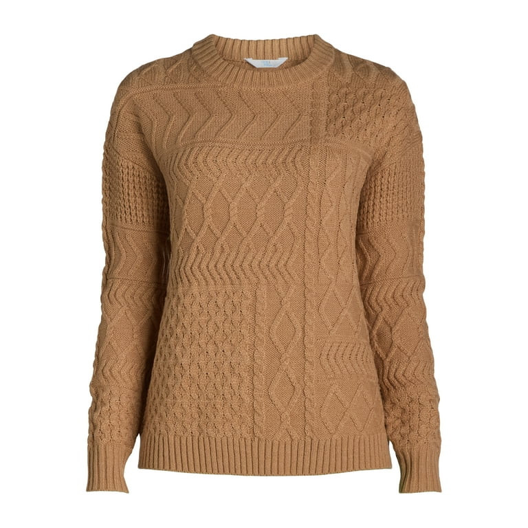 Time and Tru Women's and Women's Plus Mixed Stitch Sweater, Sizes XS-4X | Walmart (US)