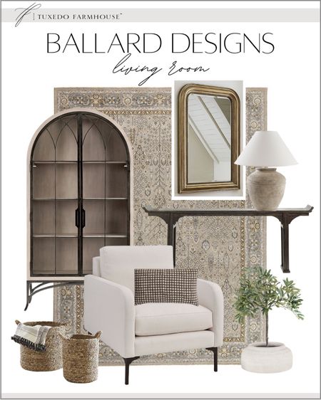 Ballard Designs living room furniture sale, home decor, accent chairs, throw pillows, display cabinet, wall mirror, console table, table lamp, floor baskets, area rugs, living room rugs, faux plants, olive topiary  

#LTKSeasonal #LTKstyletip #LTKhome
