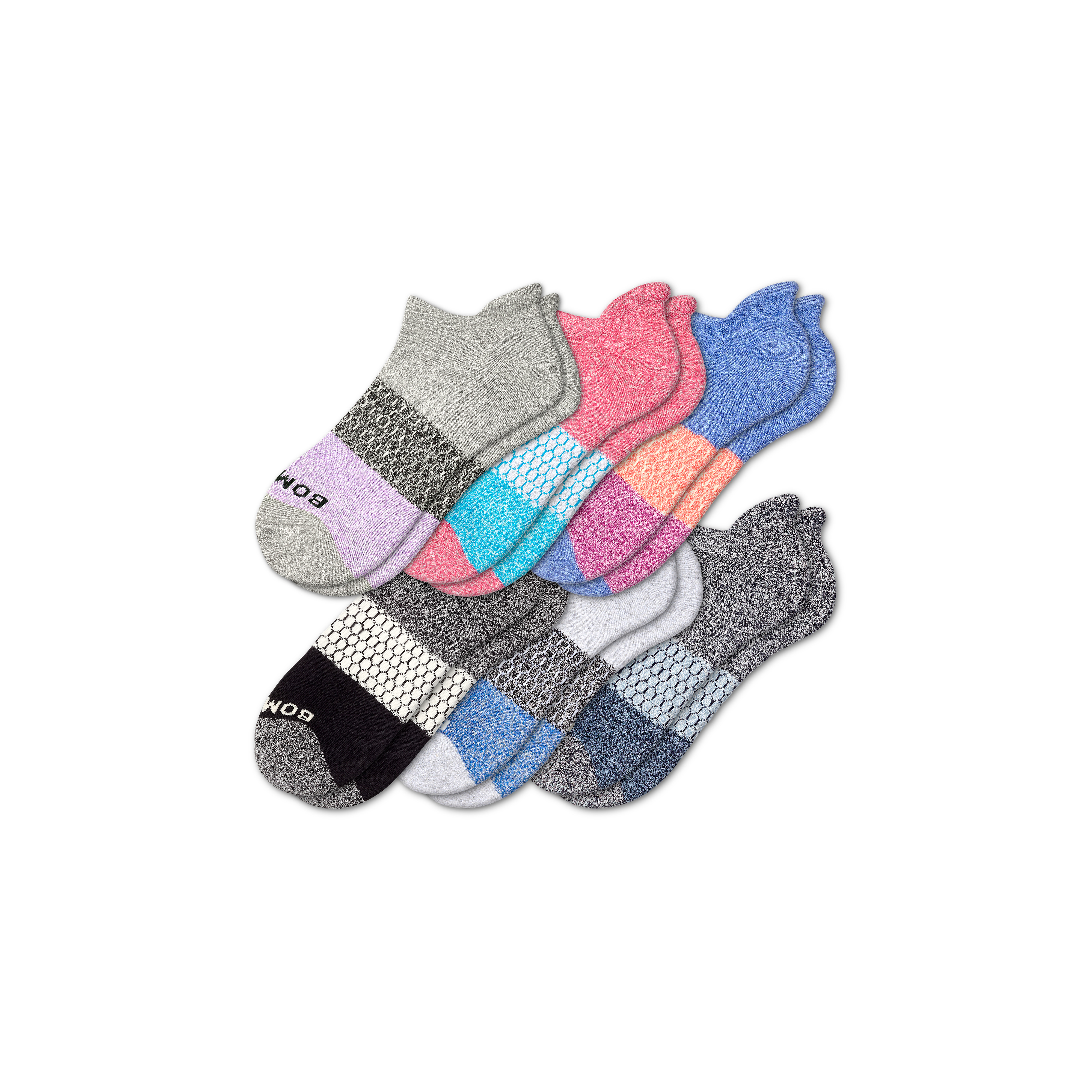 Women's Tri-Block Marl Ankle Sock 6-Pack | Bombas