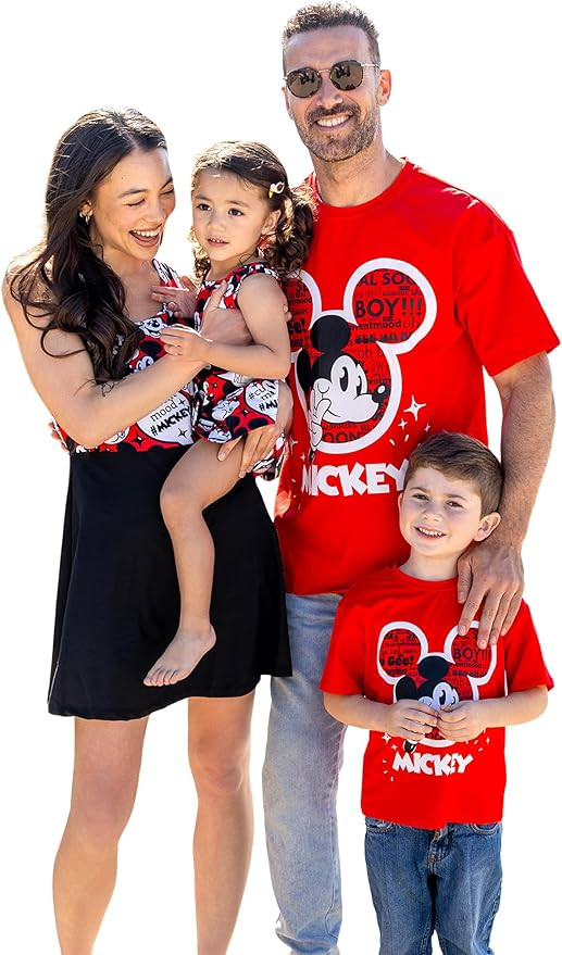Disney Mickey and Friends Family Matching Outfits Sleeveless Dress and Short Sleeve Shirts for Mo... | Amazon (US)