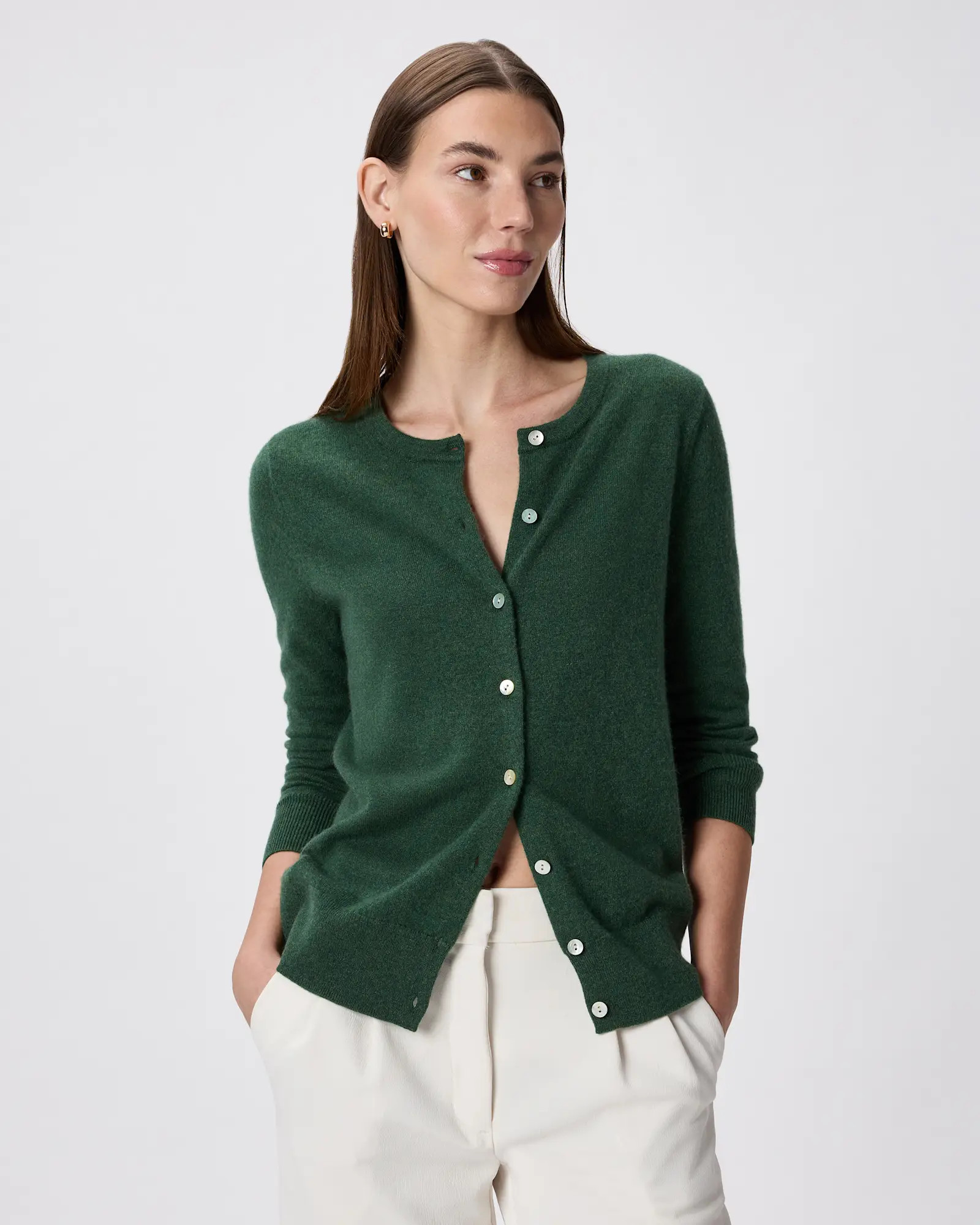 Mongolian Cashmere Cardigan Sweater | Quince in Forest Floor Green | Quince