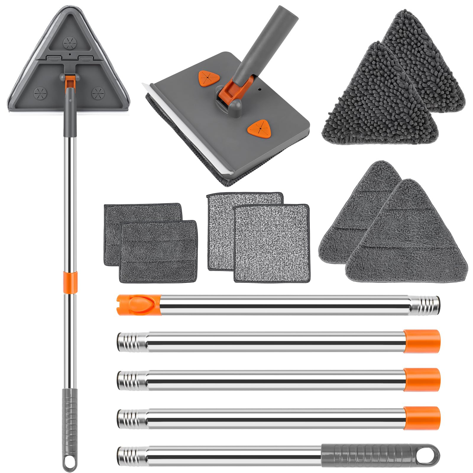 Baseboard Cleaner Tool with Handle, Folding Wall Mop with 83" Extension Pole, Swivel Wall Cleaner... | Amazon (US)