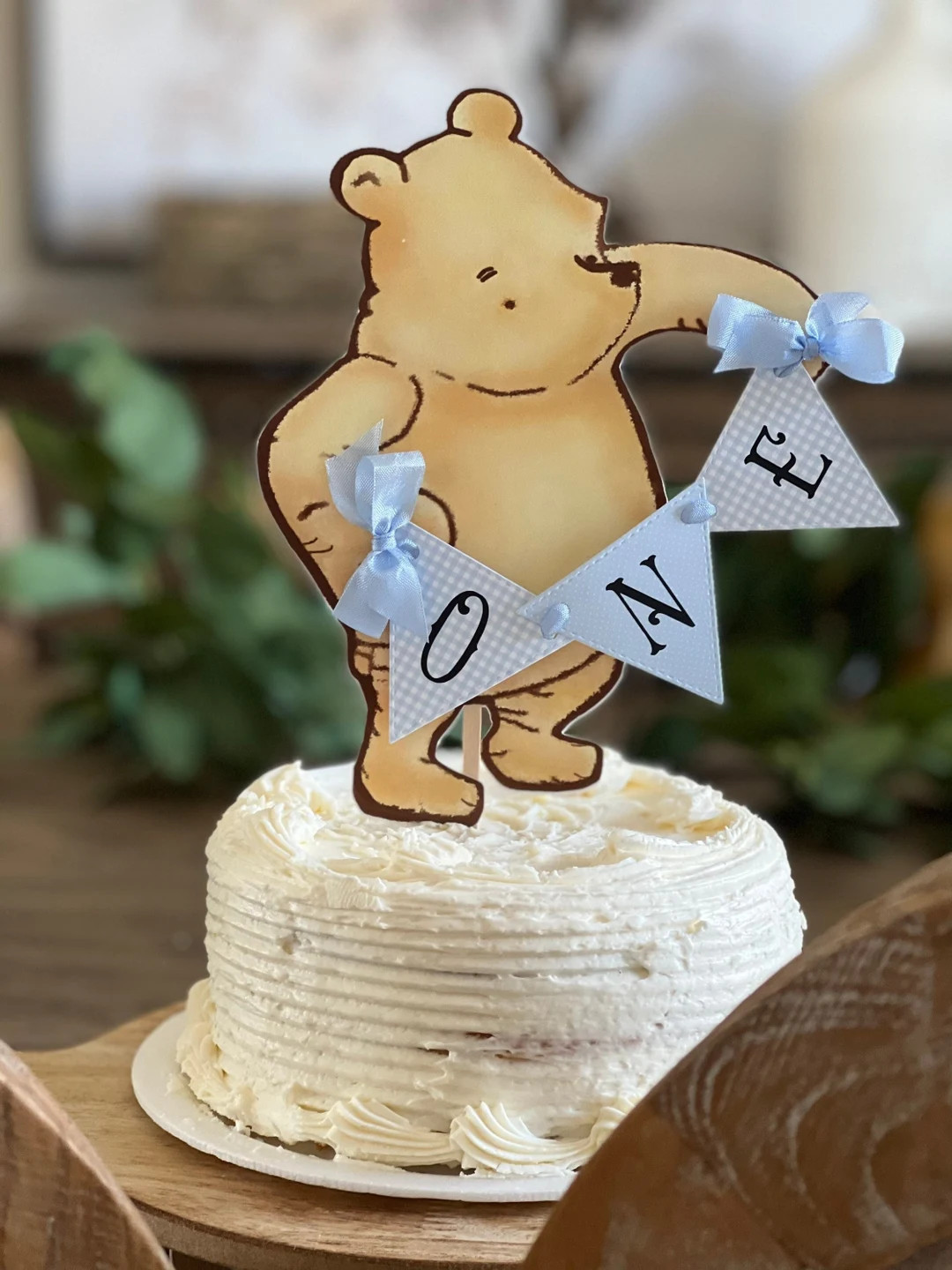 Winnie the Pooh First Birthday Cake Topper/cake Smash/boy/birthday Cake/photo Prop Party Sign/blu... | Etsy (US)