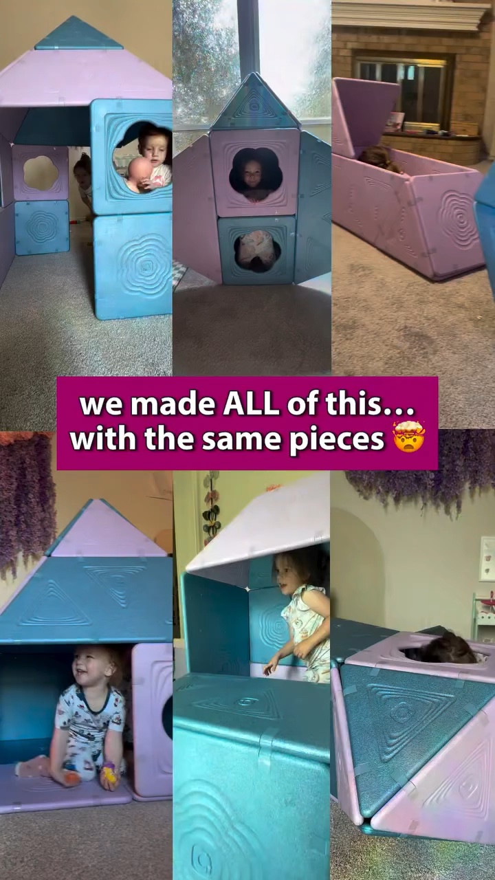 I’m always looking for toys that actually grow with my kids… and this one has been on repeat lately.

These are basically giant magnetic tiles made out of foam, so they’re lightweight enough for bigger builds but still sturdy enough to hold their shape.
They’re also made with non-toxic materials, which is always a big win for me 🙌

And what I love most is that it’s never just one toy.
We’ve made a house, rocket, airplane, boats, little shops… and somehow it turns into something new every time.

From a pediatric PT perspective, this kind of open-ended play is SO good for:
- gross motor skills (crawling in/out)
- problem solving
- pretend play + creativity

It’s one of those toys that keeps them moving and using their imagination… which is always a win over here.

#toddlertoys #toddlerdevelopment #nontoxictoys

#LTKmomlife #LTKKids