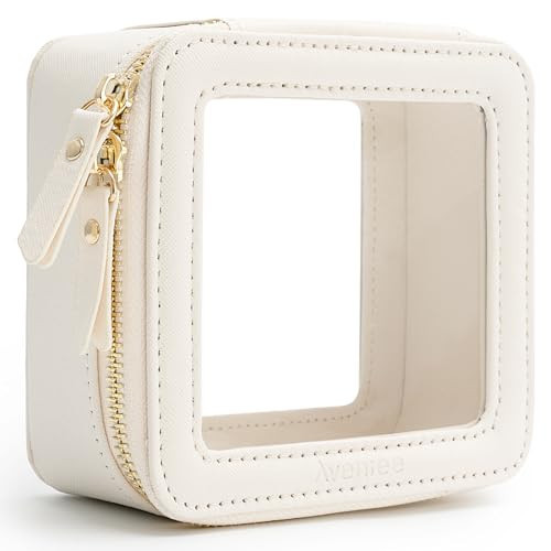 Aveniee Clear Makeup Bag Small, Mini Travel Toiletry Bag Cosmetic Bags Organizer, TSA Approved Clear Makeup Case Pouch with Zipper, Car Essentials for Women Men(Mini-White) | Amazon (US)