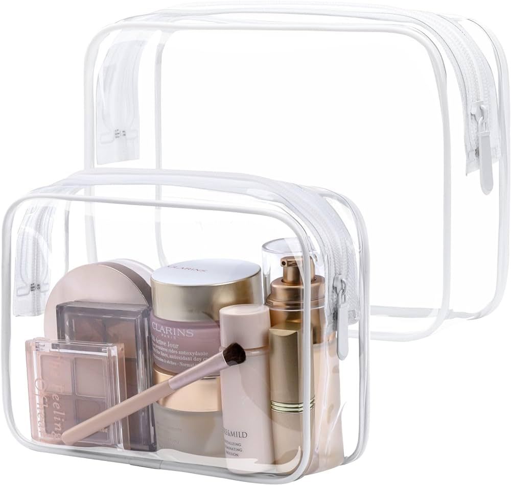 PACKISM TSA Approved Toiletry Bag - Clear Makeup Bags in 2 Size, Durable with Supporting Frame, P... | Amazon (US)