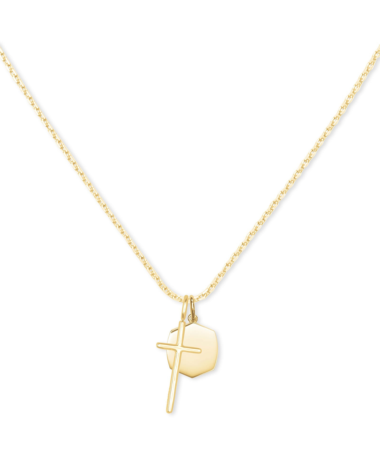 Kendra Scott Davis Cross Charm Necklace in 18k Yellow Gold Vermeil | Metal | Kendra Scott