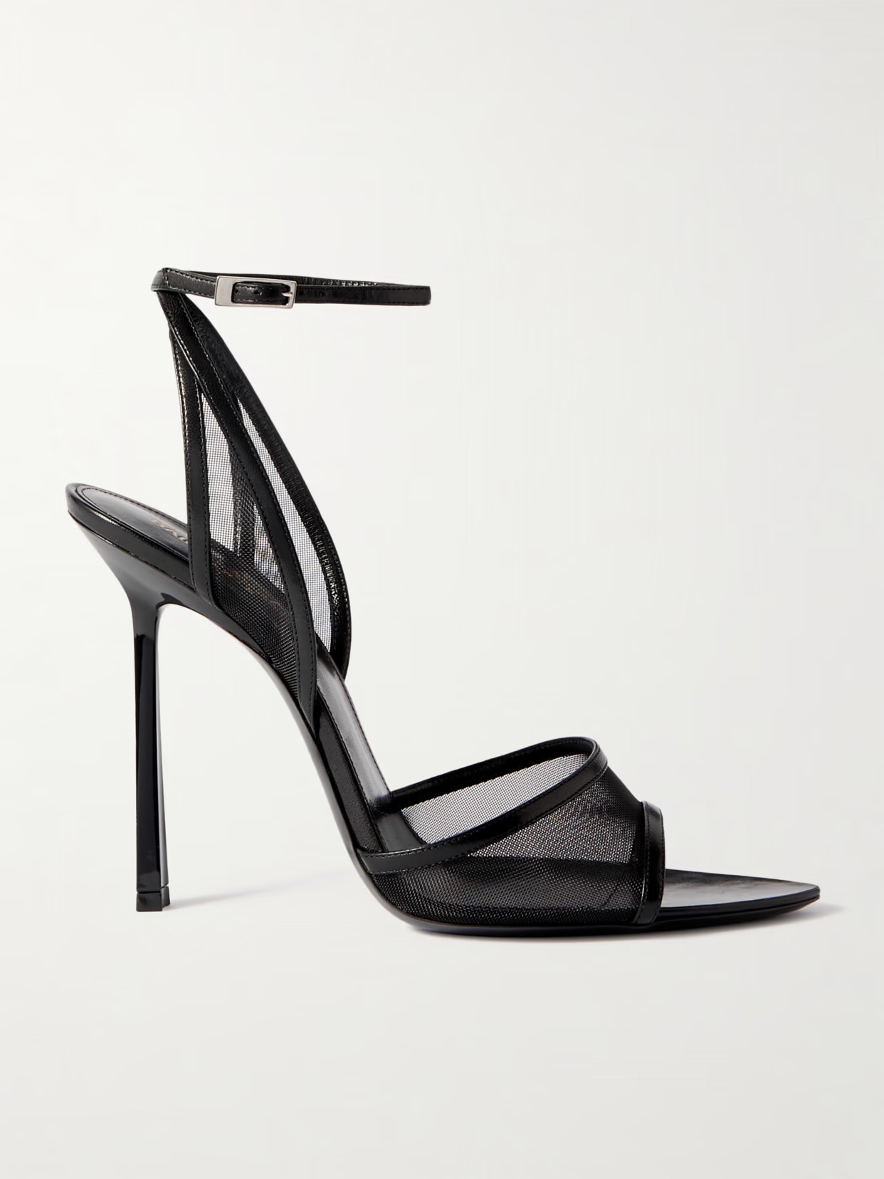 SAINT LAURENT - Missy Mesh And Leather Sandals - Black | NET-A-PORTER (US)