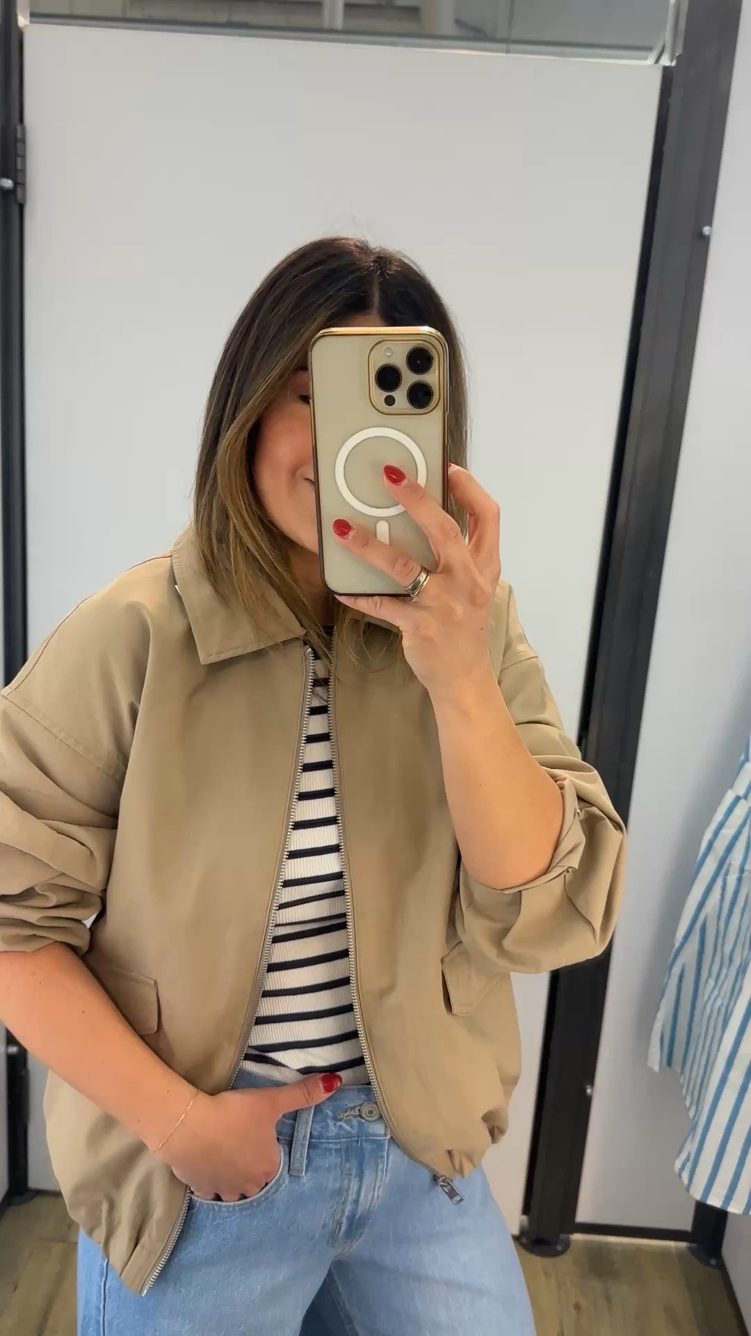 The denim jacket I loved so much is also available in khaki! It’s such a good piece! It has drawstrings in the side so you can cinche it and it looks so good on!
Top size xs. Currently 40% off!
Jeans size 0. Take 30% off right now
Jacket size small

#LTKSeasonal #LTKootd #LTKSaleAlert