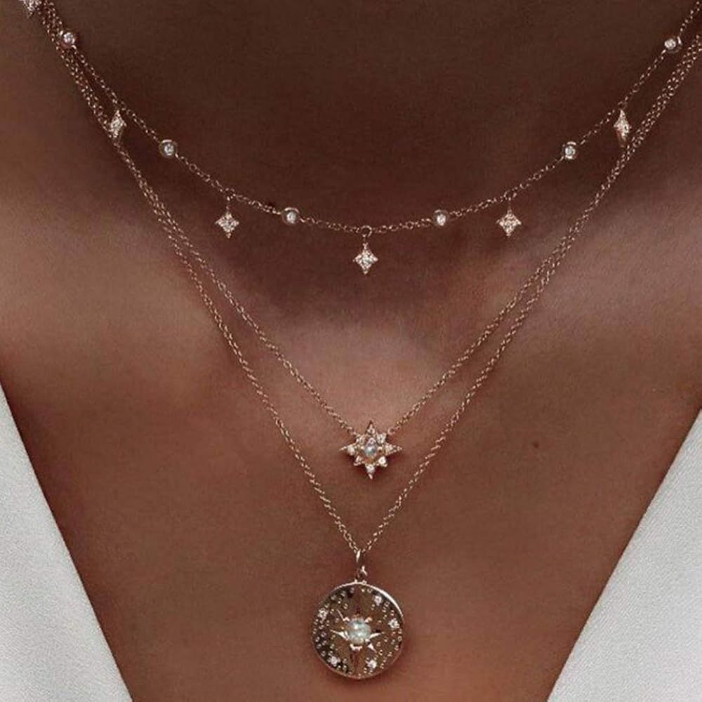 Victray Boho Star Necklace Coin Neck Chain Choker Pendant Necklaces Fashion Jewelry for Women and Gi | Amazon (US)