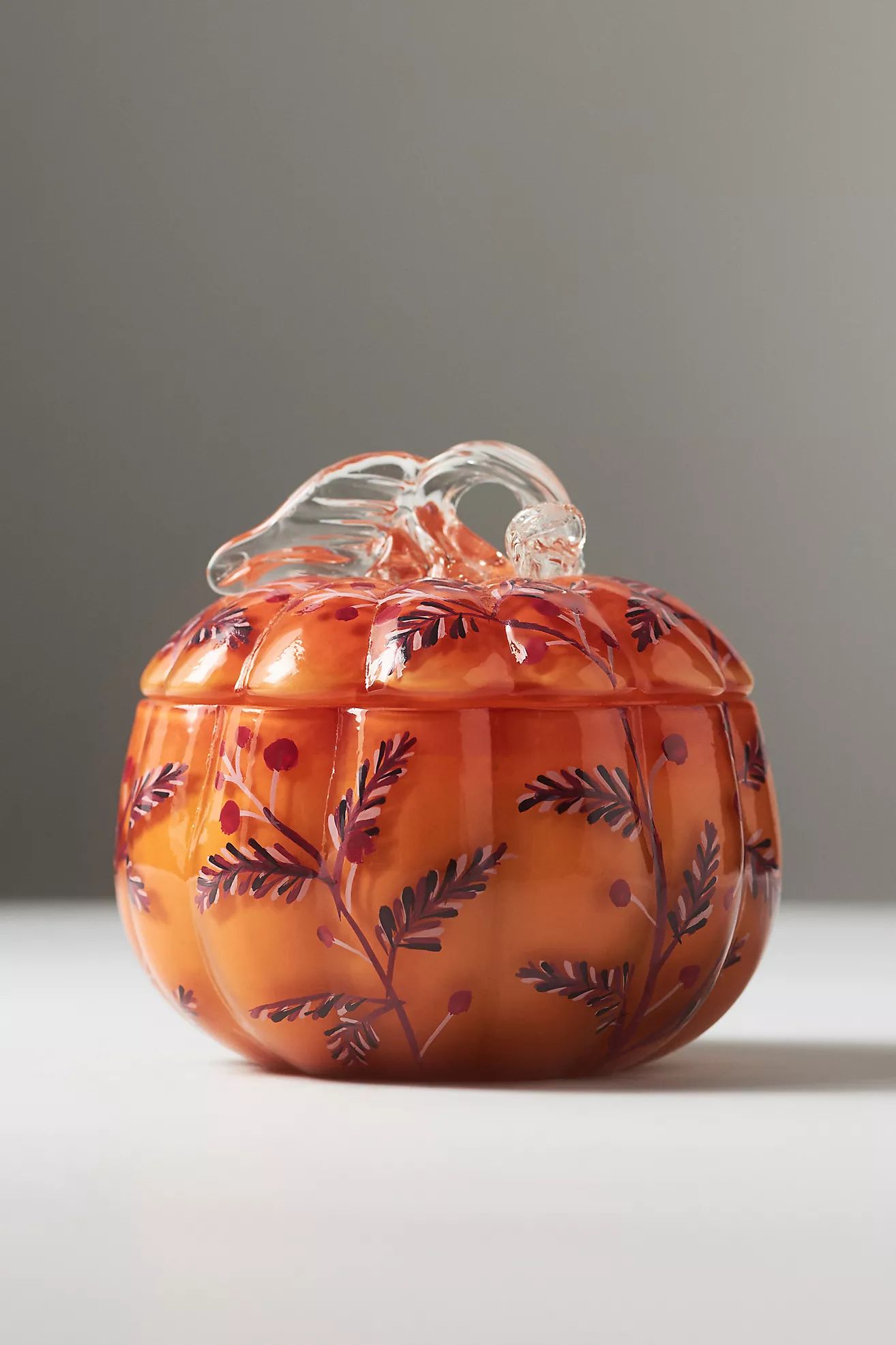 Handpainted Pumpkin & Sweet Vanilla Glass Pumpkin Candle | Anthropologie (US)