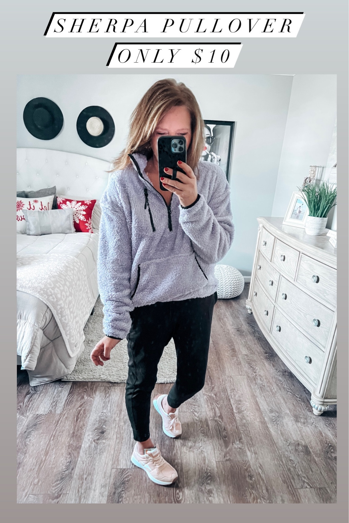 Calling all sherpa lovers! #walmartpartner I am loving my #walmartfashion finds and especially this light grape colored sherpa pullover from @walmart. It comes in more colors, fits tts, and it’s on sale for $9!! Grab more than one!! Great gift idea for the ladies on your list ❤️ I’m also loving the Avia sneakers…pure comfort!! The sneakers fit tts and come in more colors also. 

#walmartfashion #walmart casual outfit, activewear, sherpa, weekend outfit, winter outfit, walmart finds

#LTKunder50 #LTKsalealert #LTKshoecrush