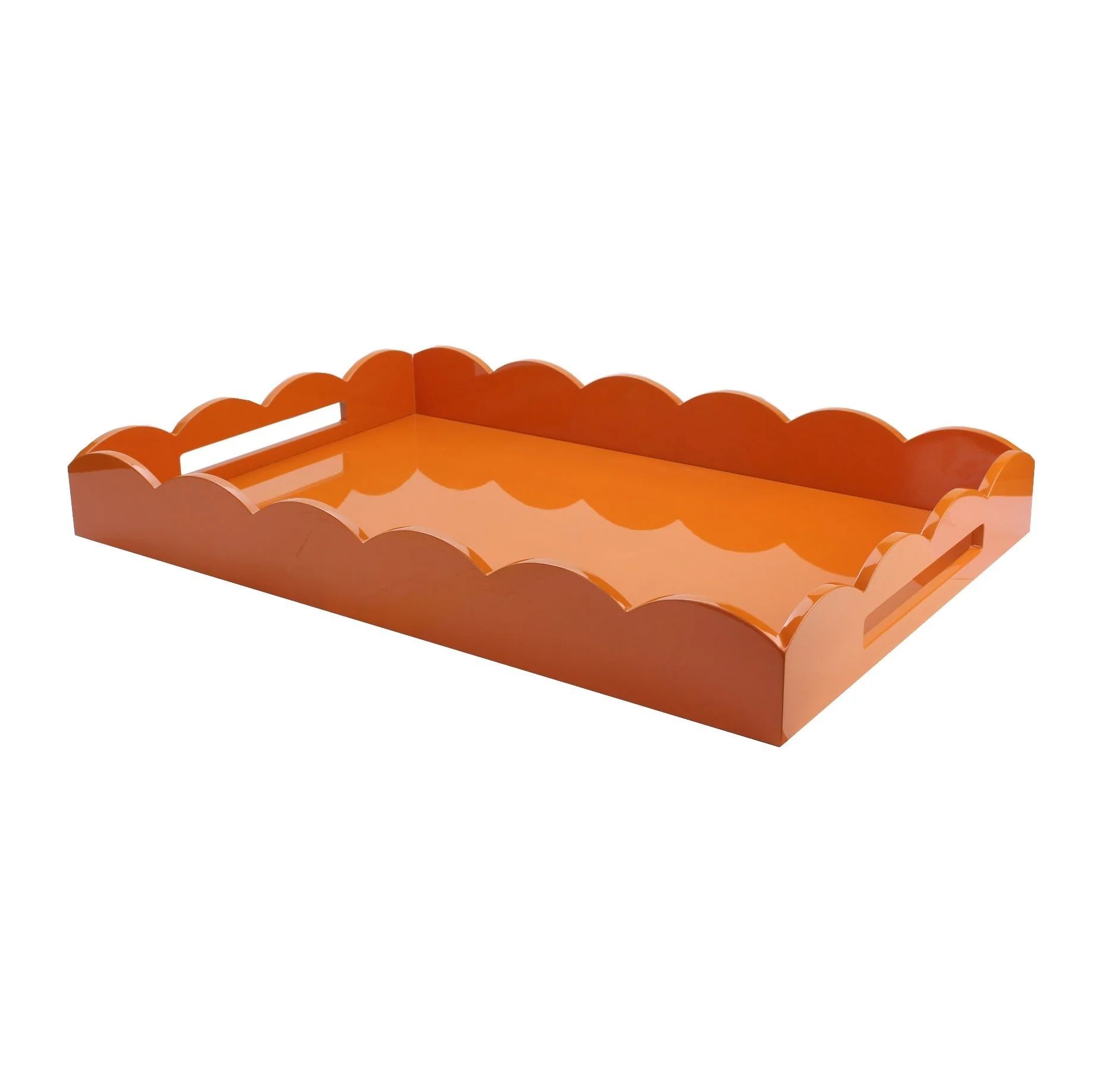 Orange Large Lacquered Scallop Ottoman Tray | Addison Ross