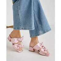 Double Bow Low Heel Mules Wide Pink - Simply Be - Size: 8 | JD Williams (UK)