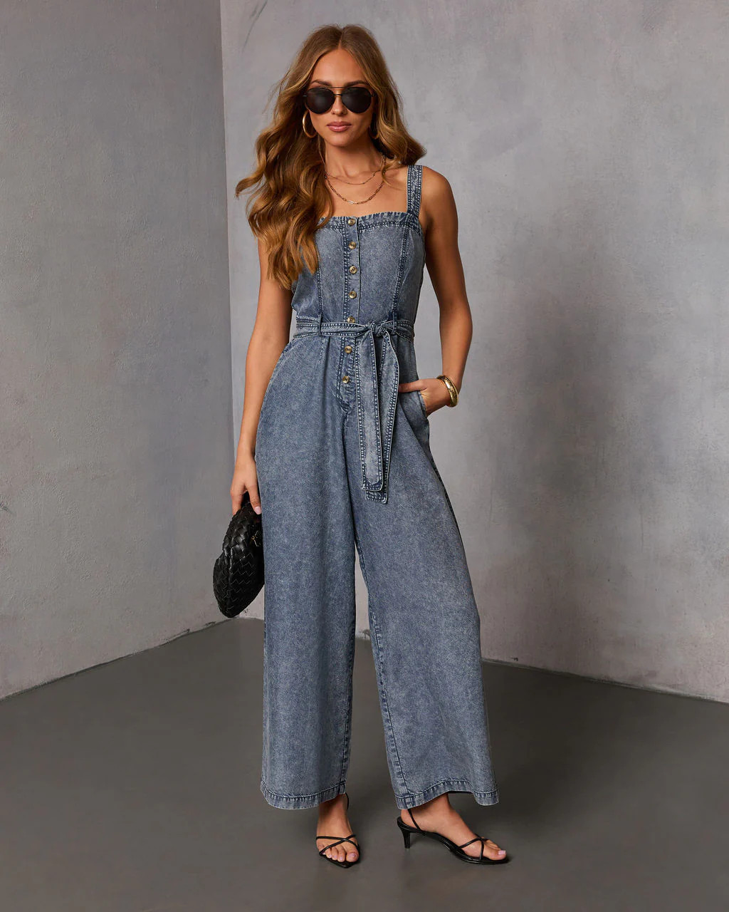 Easy Morning Chambray Waist Tie Jumpsuit | VICI