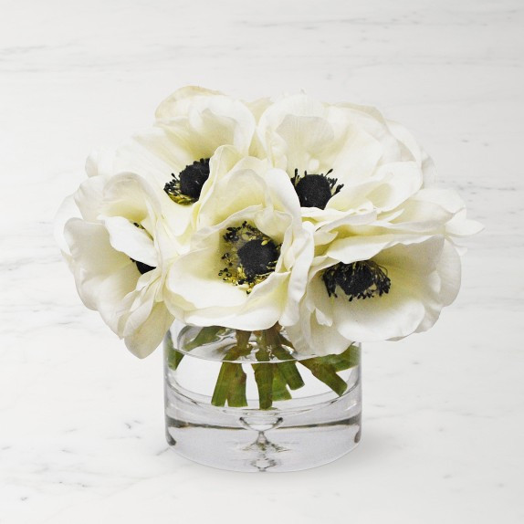 Faux Anemone Arrangement in Glass Vase | Williams-Sonoma
