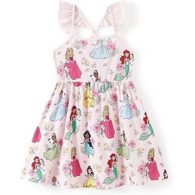 Disney Princess Toddler Ruffle Sleeveless Criss Cross Sundress A Line Dresses Princess Pink 2T | Target