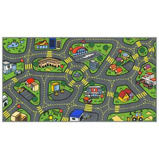 Multi-Color Kids and Children Bedroom and Playroom Retro City Traffic Car Road Educational and Ga... | The Home Depot
