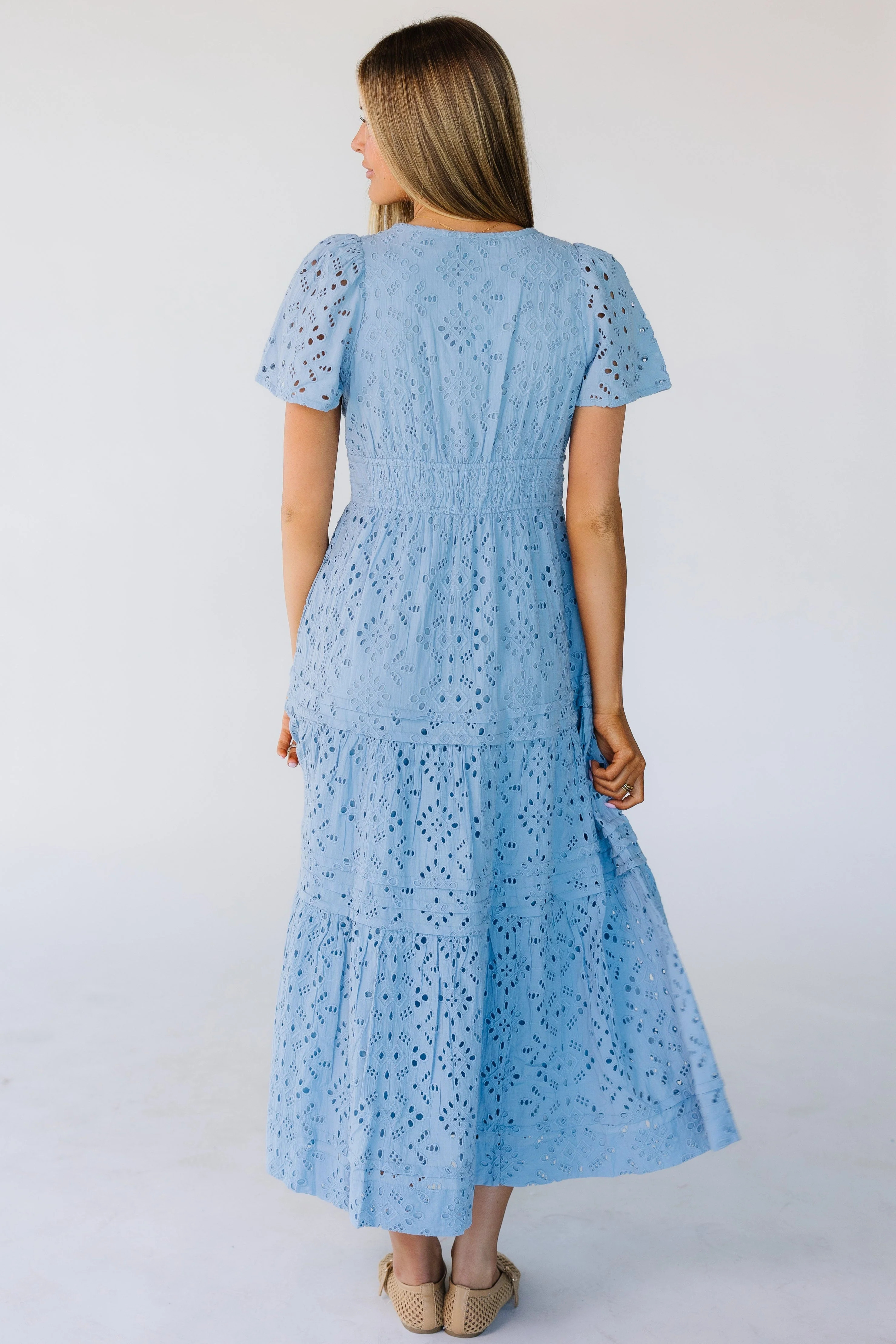 Citrus The Shae Spring Eyelet Dress - Light Blue | Called To Surf