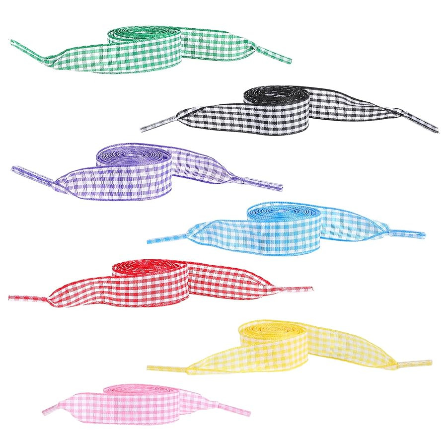 7 Pairs Satin Ribbon Shoe Laces for Women, 1.5cm Wide Soft Silk Ribbon Snow Yarn Shoestrings Colo... | Amazon (US)