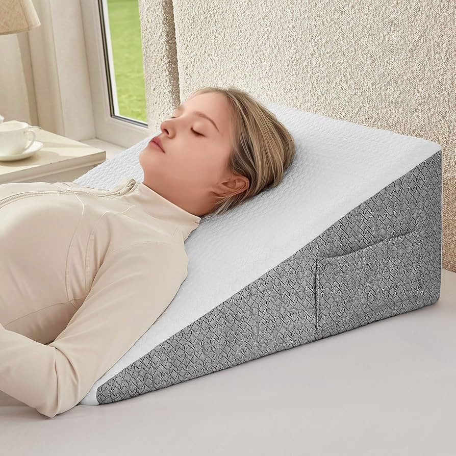Nordjager Wedge Pillow for Sleeping & Resting, 24"x24"x10" Memory Foam Cushion with Grey and Whit... | Amazon (US)