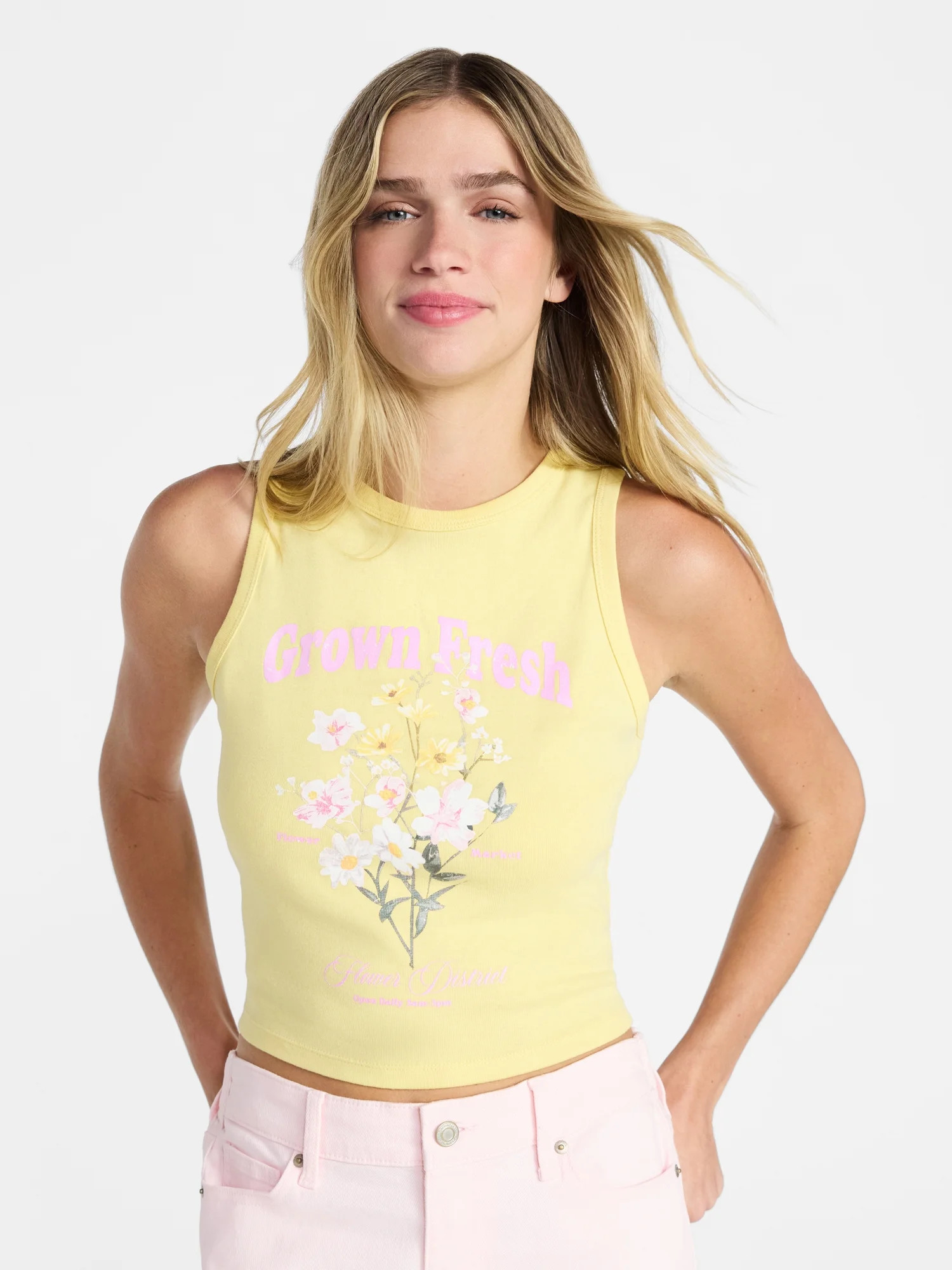 No Boundaries Cotton Ribbed Graphic Tank Top, Women's XXS-XXL | Walmart (US)