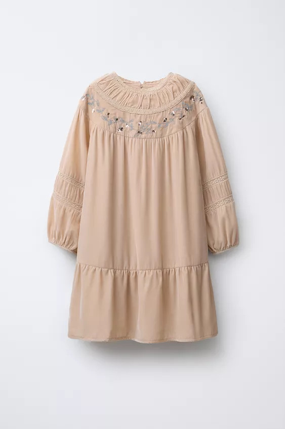 VELVET LACE AND SEQUIN DRESS | Zara Canada