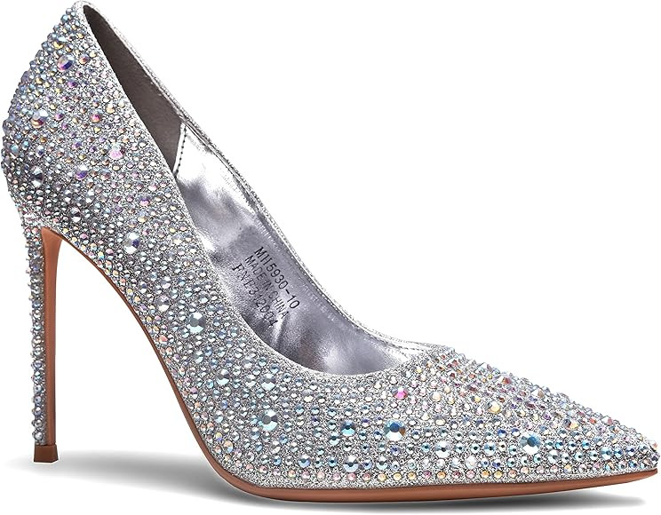 Mhuire Women High Heels,3.94 inch/10cm Stiletto Pumps Sexy Pointed Toe Patent Leather Slip On Hig... | Amazon (US)