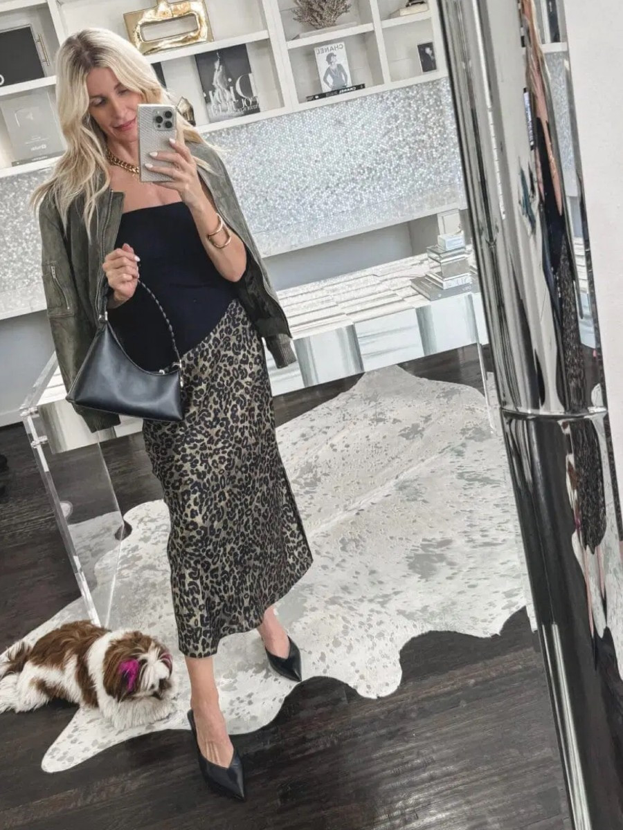 Trending now for FALL >> anything leopard! I’m really loving this leopard midi skirt. The olive green and black color combo is gorgeous and the fit is incredible. It runs tts, I’m wearing an XS. How would you wear it? 

#LTKOver40 #LTKFindsUnder100 #LTKStyleTip