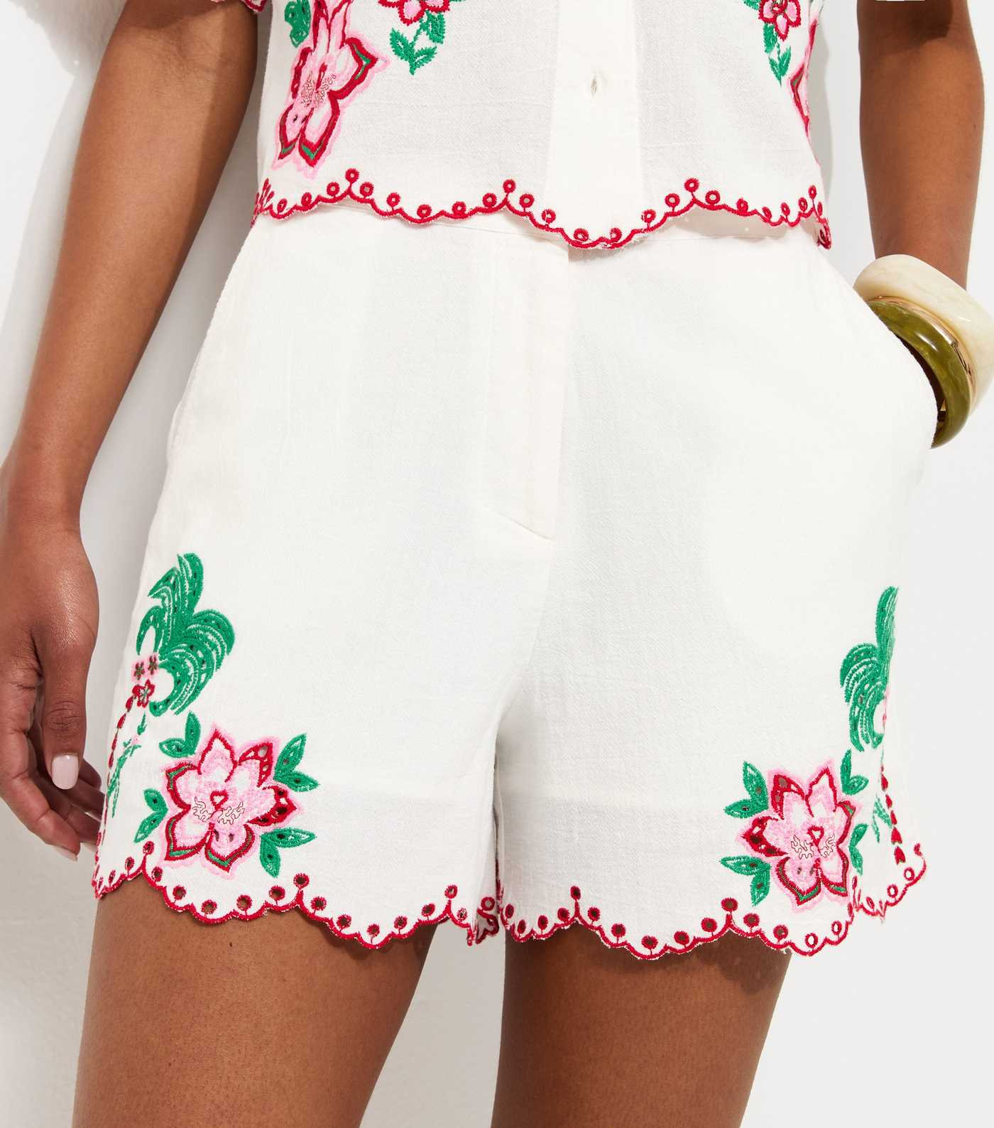 White Tropical Embroidery Shorts | New Look | New Look (UK)