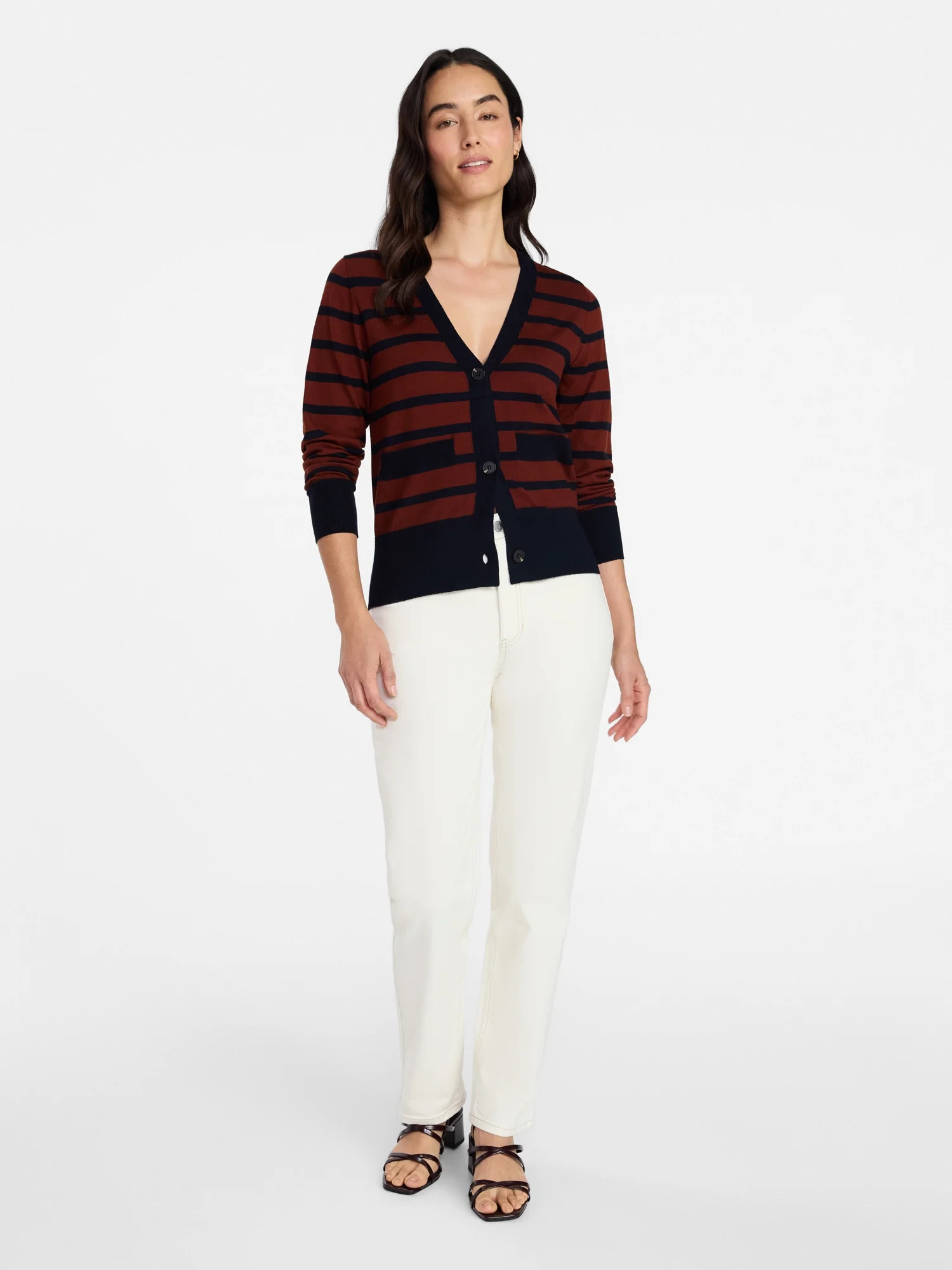 Time and Tru Women's V-Neck Cardigan Sweater, Lightweight, Sizes XS-XXXL | Walmart (US)