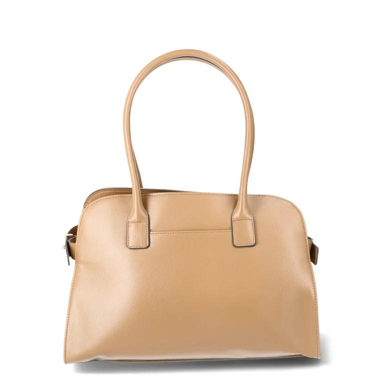Time and Tru Women's Maxwell Faux Leather Satchel Bag, Mocha Splash | Walmart (US)