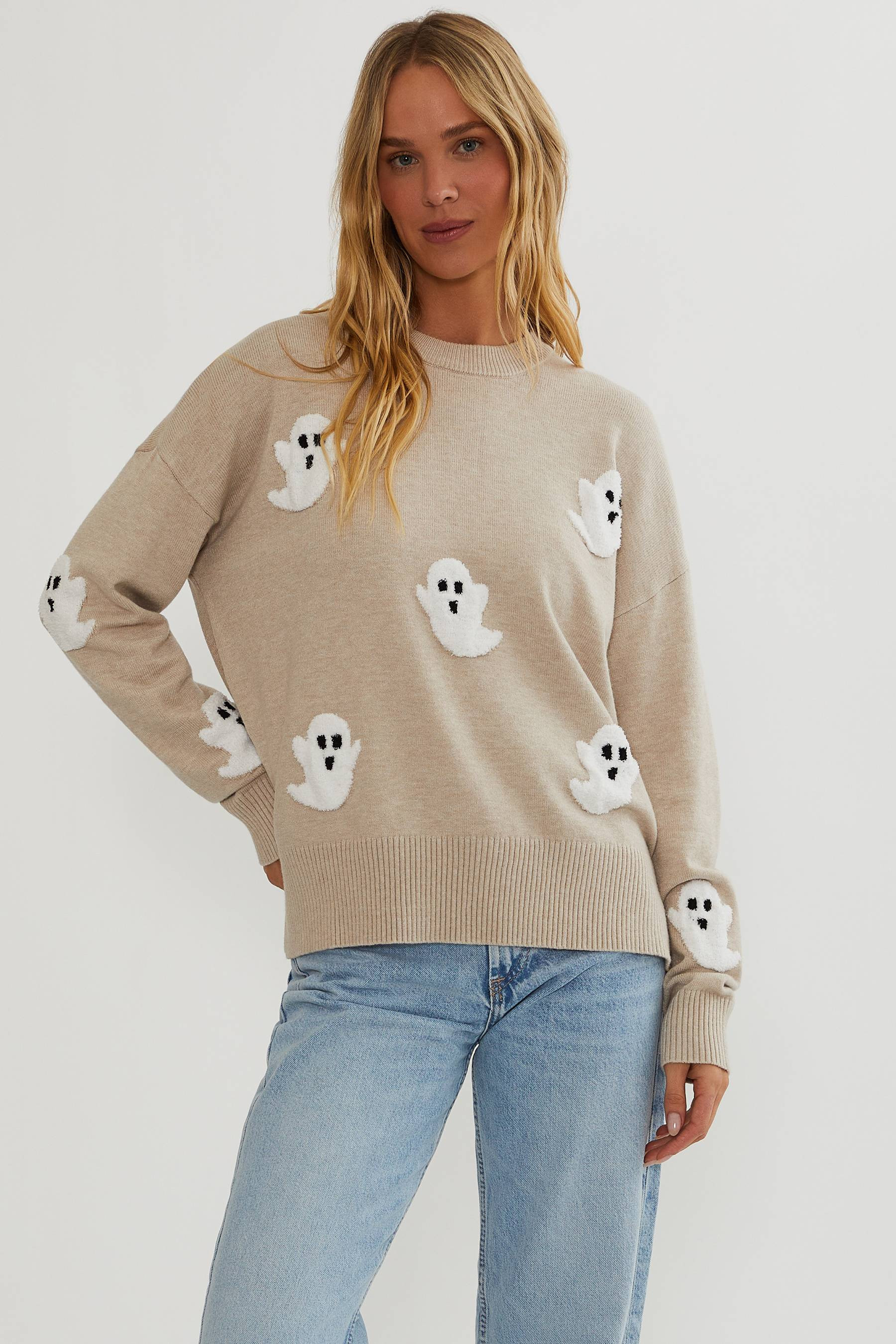 Callie Sweater Heather Boos | Women's Halloween Ghost Sweater | Beach Riot | Beach Riot
