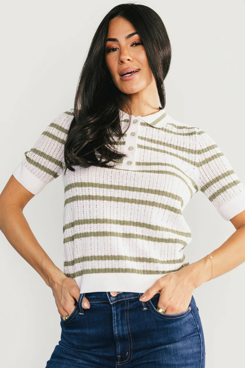 Bahía Knit Stripe Top - Sage & Off-White | Baltic Born | Baltic Born