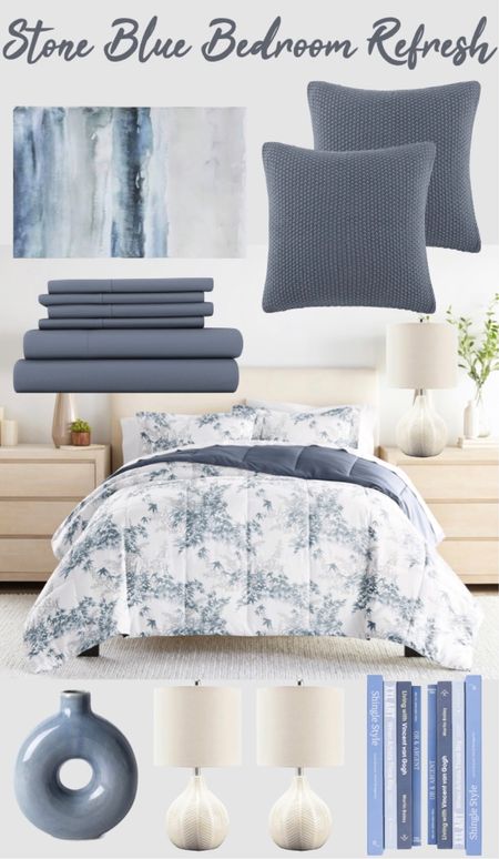 Cool Smokey blue, white and cream bedroom refresh for spring / floral bedding / bed in a a bag / comforter 

#LTKSeasonal #LTKfindsunder100 #LTKhome