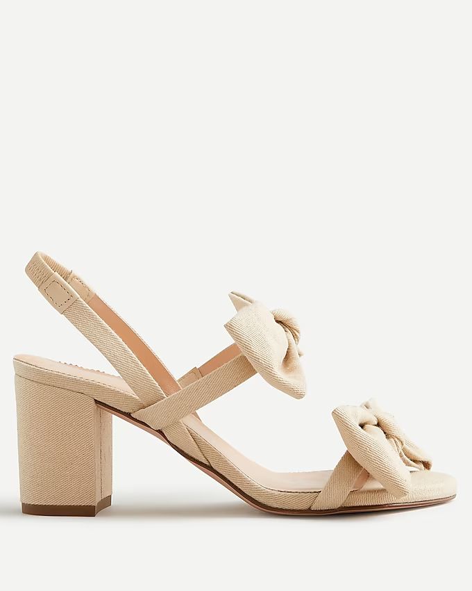Lucie bow slingback sandals in natural twill | J.Crew US