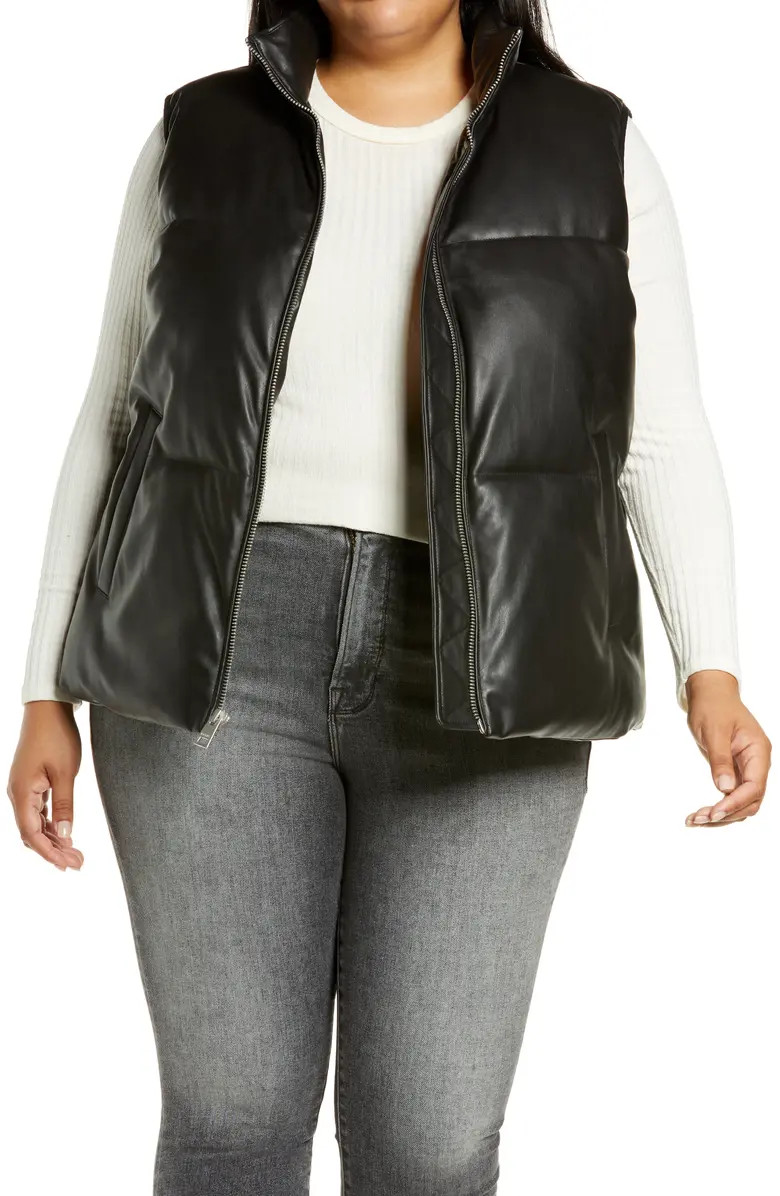 Faux Leather Puffer Vest | Nordstrom