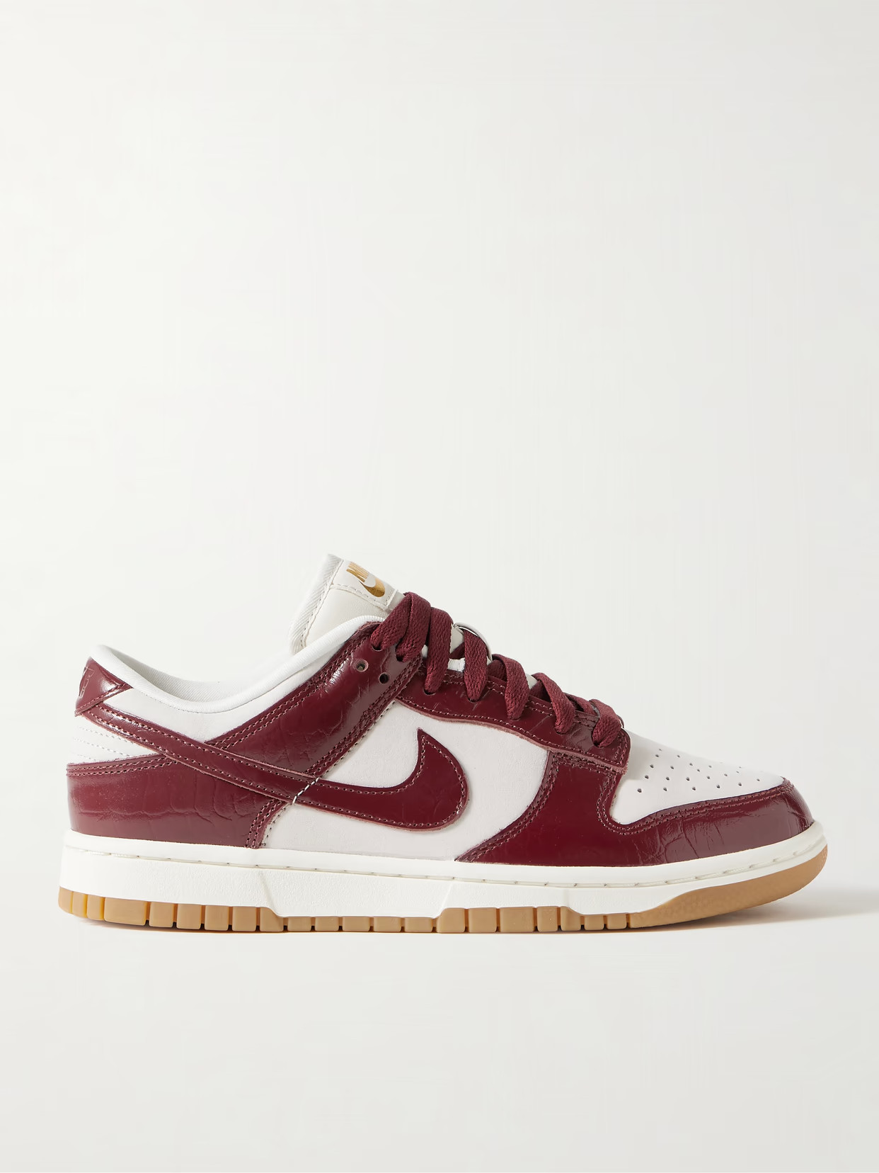 Nike - Dunk Low Croc-effect Leather-and Suede Sneakers - Burgundy | NET-A-PORTER (US)