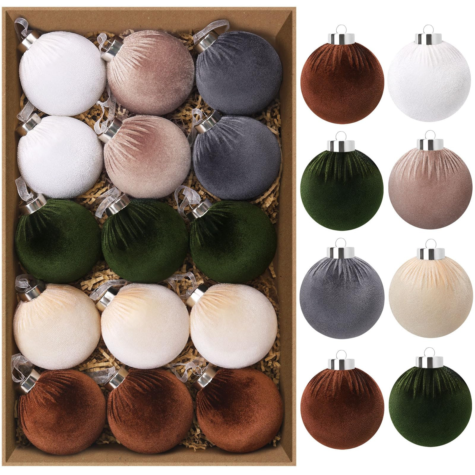 15 PCS Velvet Ornaments for Christmas Tree,3.15 in Large Velvet Christmas Tree Ornaments,6 Color ... | Amazon (US)
